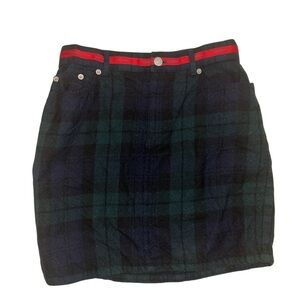Tommy Hilfiger Green|Blue Plaid Mini Skirt Women's Size 4 100% Wool Skirt